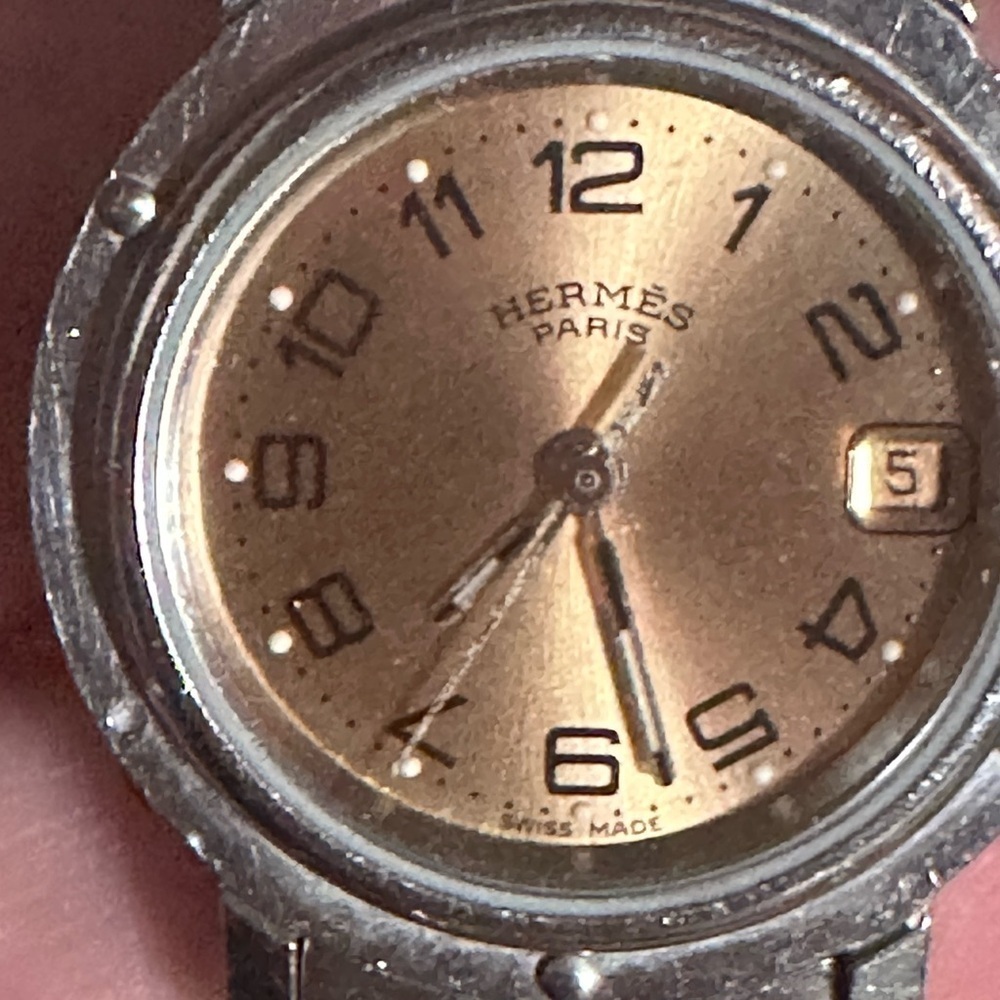 Hermes Silver and Tan Jewelry Watch with Stainless Steel Case. Clipper CL4 210 - Picture 7 of 15